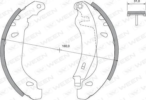 Ween 152-2291 - Комплект гальм, барабанний механізм autozip.com.ua