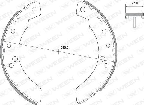 Ween 152-2216 - Комплект гальм, барабанний механізм autozip.com.ua