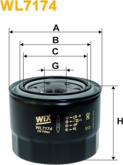 WIX Filters WL7174 - Фильтр масляный двигателя TOYOTA COROLLA WL7174-OP619 пр-во WIX-Filtron autozip.com.ua