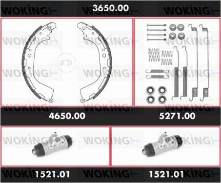 Woking 3650.00 - Комплект гальм, барабанний механізм autozip.com.ua