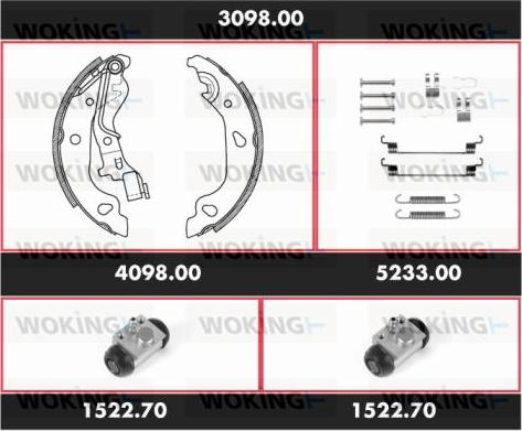 Woking 3098.00 - Комплект гальм, барабанний механізм autozip.com.ua