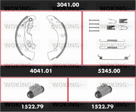 Woking 3041.00 - Комплект гальм, барабанний механізм autozip.com.ua