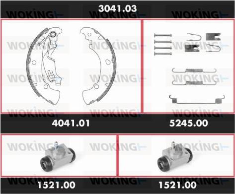 Woking 3041.03 - Комплект гальм, барабанний механізм autozip.com.ua