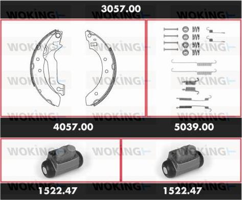 Woking 3057.00 - Комплект гальм, барабанний механізм autozip.com.ua