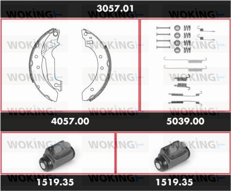 Woking 3057.01 - Комплект гальм, барабанний механізм autozip.com.ua