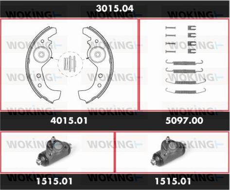 Woking 3015.04 - Комплект гальм, барабанний механізм autozip.com.ua