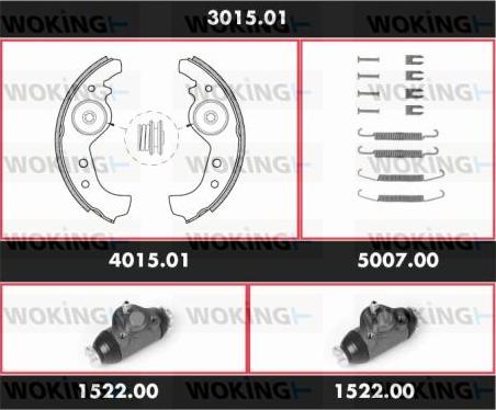 Woking 3015.01 - Комплект гальм, барабанний механізм autozip.com.ua