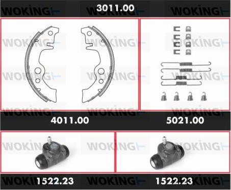 Woking 3011.00 - Комплект гальм, барабанний механізм autozip.com.ua