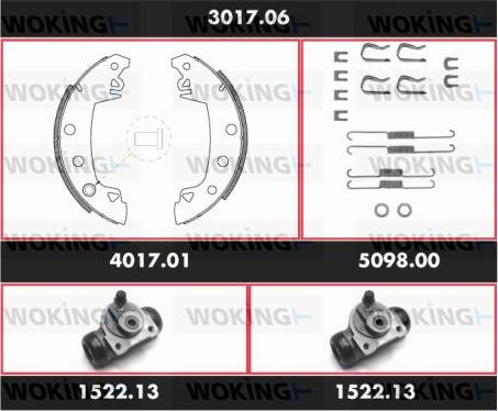 Woking 3017.06 - Комплект гальм, барабанний механізм autozip.com.ua