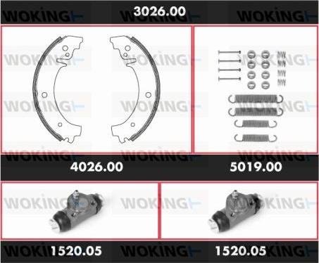 Woking 3026.00 - Комплект гальм, барабанний механізм autozip.com.ua