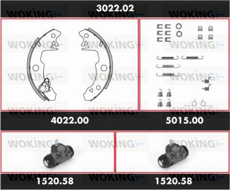 Woking 3022.02 - Комплект гальм, барабанний механізм autozip.com.ua