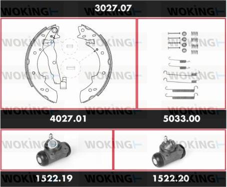 Woking 3027.07 - Комплект гальм, барабанний механізм autozip.com.ua