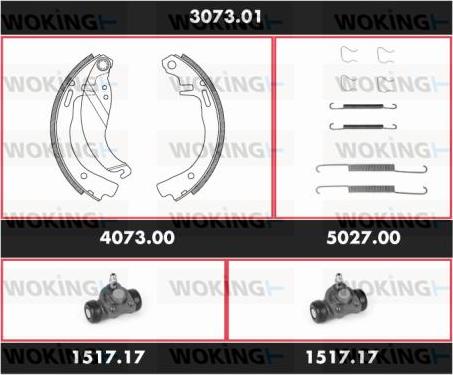 Woking 3073.01 - Комплект гальм, барабанний механізм autozip.com.ua