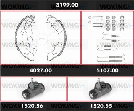 Woking 3199.00 - Комплект гальм, барабанний механізм autozip.com.ua
