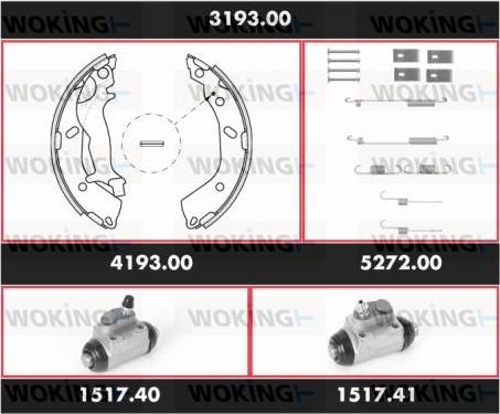 Woking 3193.00 - Комплект гальм, барабанний механізм autozip.com.ua