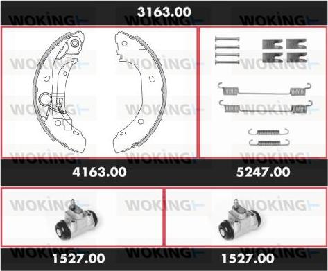 Woking 3163.00 - Комплект гальм, барабанний механізм autozip.com.ua