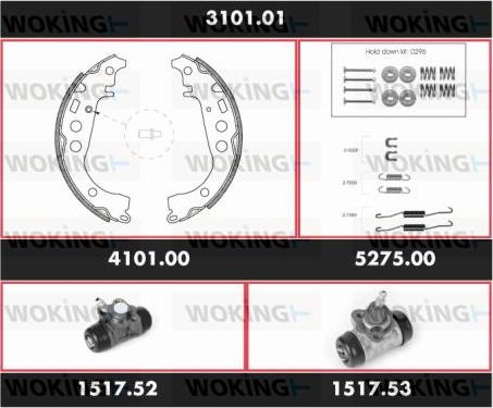 Woking 3101.01 - Комплект гальм, барабанний механізм autozip.com.ua