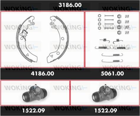 Woking 3186.00 - Комплект гальм, барабанний механізм autozip.com.ua