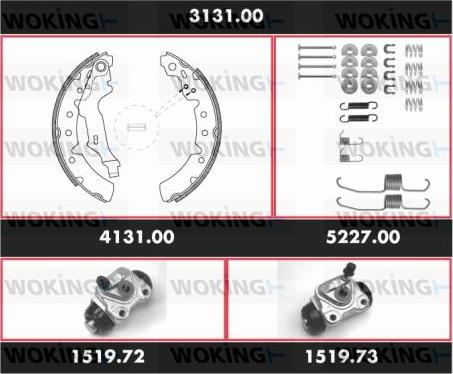 Woking 3131.00 - Комплект гальм, барабанний механізм autozip.com.ua