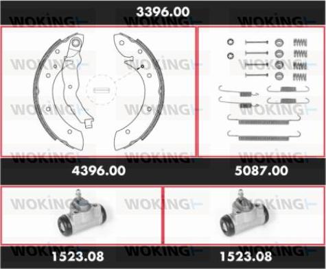 Woking 3396.00 - Комплект гальм, барабанний механізм autozip.com.ua