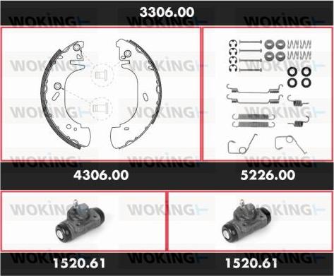 Woking 3306.00 - Комплект гальм, барабанний механізм autozip.com.ua