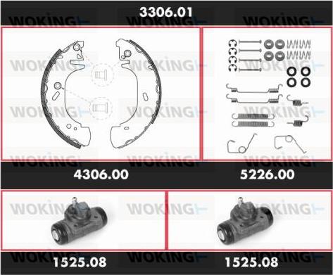 Woking 3306.01 - Комплект гальм, барабанний механізм autozip.com.ua