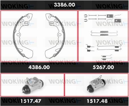 Woking 3386.00 - Комплект гальм, барабанний механізм autozip.com.ua