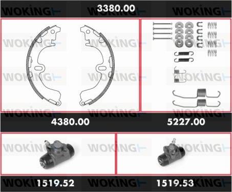 Woking 3380.00 - Комплект гальм, барабанний механізм autozip.com.ua