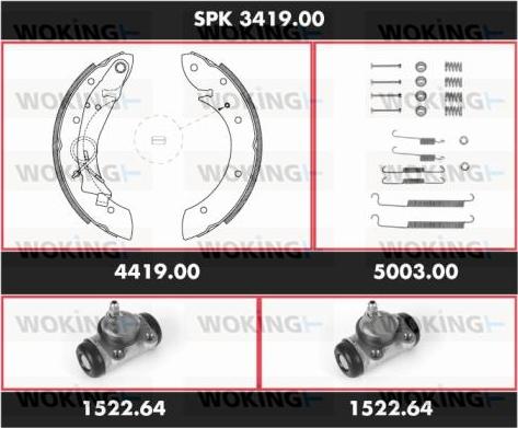 Woking SPK 3419.00 - Комплект гальм, барабанний механізм autozip.com.ua