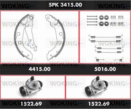 Woking SPK 3415.00 - Комплект гальм, барабанний механізм autozip.com.ua