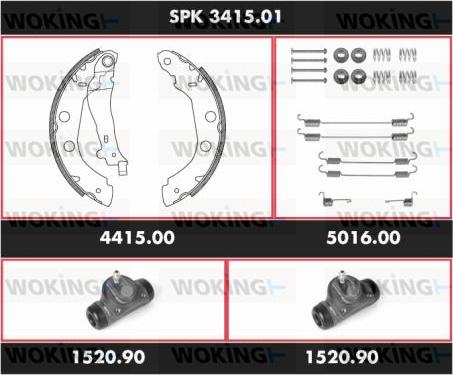 Woking SPK 3415.01 - Комплект гальм, барабанний механізм autozip.com.ua