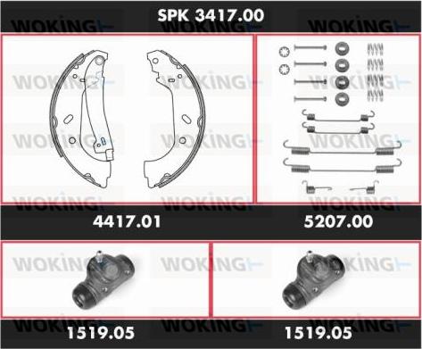 Woking SPK 3417.00 - Комплект гальм, барабанний механізм autozip.com.ua