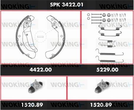 Woking SPK 3422.01 - Комплект гальм, барабанний механізм autozip.com.ua