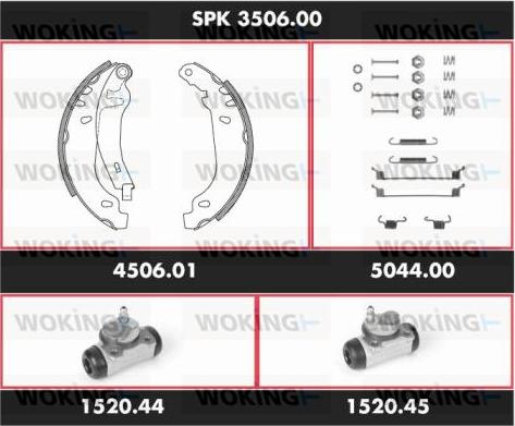 Woking SPK 3506.00 - Комплект гальм, барабанний механізм autozip.com.ua