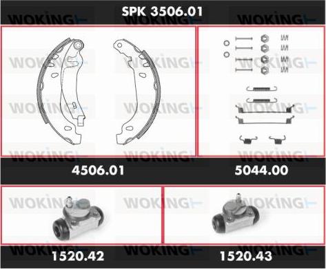 Woking SPK 3506.01 - Комплект гальм, барабанний механізм autozip.com.ua