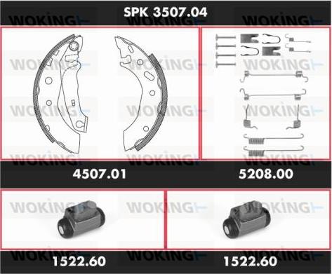 Woking SPK 3507.04 - Комплект гальм, барабанний механізм autozip.com.ua