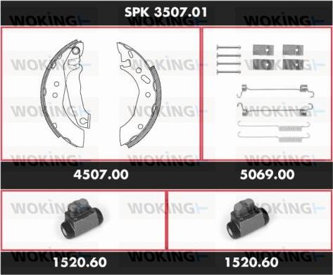 Woking SPK 3507.01 - Комплект гальм, барабанний механізм autozip.com.ua