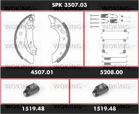 Woking SPK 3507.03 - Комплект гальм, барабанний механізм autozip.com.ua