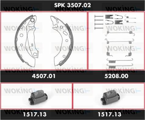 Woking SPK 3507.02 - Комплект гальм, барабанний механізм autozip.com.ua