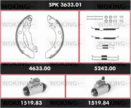 Woking SPK 3633.01 - Комплект гальм, барабанний механізм autozip.com.ua