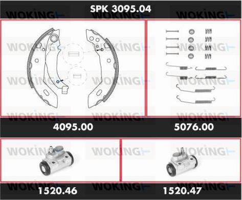 Woking SPK 3095.04 - Комплект гальм, барабанний механізм autozip.com.ua