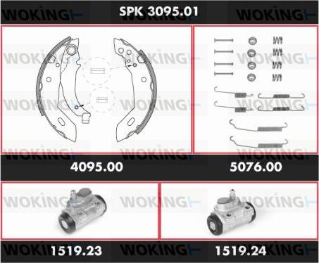 Woking SPK 3095.01 - Комплект гальм, барабанний механізм autozip.com.ua