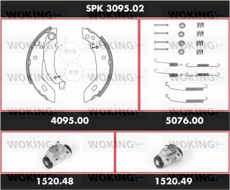 Woking SPK 3095.02 - Комплект гальм, барабанний механізм autozip.com.ua