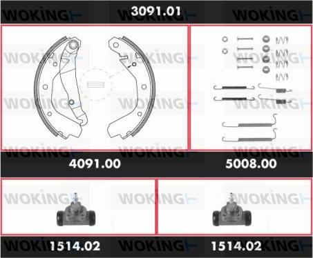 Woking SPK 3091.01 - Комплект гальм, барабанний механізм autozip.com.ua