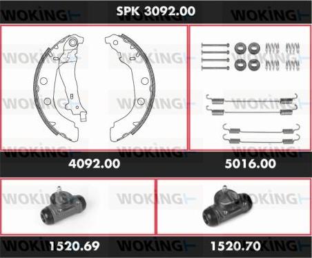 Woking SPK 3092.00 - Комплект гальм, барабанний механізм autozip.com.ua