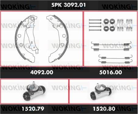 Woking SPK 3092.01 - Комплект гальм, барабанний механізм autozip.com.ua