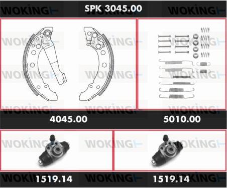 Woking SPK 3045.00 - Комплект гальм, барабанний механізм autozip.com.ua