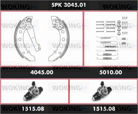 Woking SPK 3045.01 - Комплект гальм, барабанний механізм autozip.com.ua