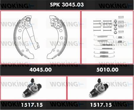 Woking SPK 3045.03 - Комплект гальм, барабанний механізм autozip.com.ua