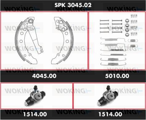 Woking SPK 3045.02 - Комплект гальм, барабанний механізм autozip.com.ua